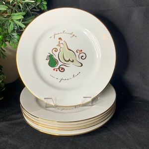Set of 6 HTF Pier 1  Christmas 12 days of Christmas salad / bread plates